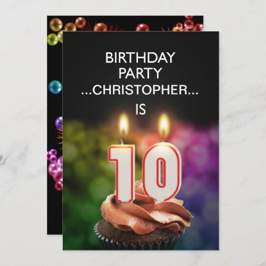 Ajouter un nom, 10e anniversaire fête Invitation (Devant / Derrière)