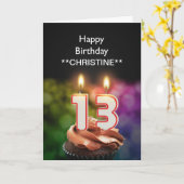 Ajouter un nom, 13ème anniversaire carte (Fleur jaune)