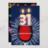 Ajouter un nom, 31e fête d'anniversaire Invitation (Devant / Derrière)