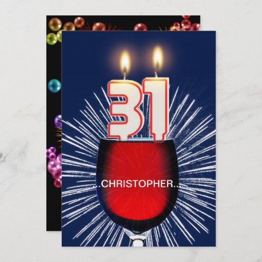 Ajouter un nom, 31e fête d'anniversaire Invitation (Devant / Derrière)