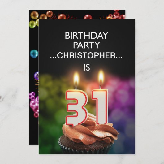 Ajouter un nom, 31e fête d'anniversaire Invitation (Devant / Derrière)