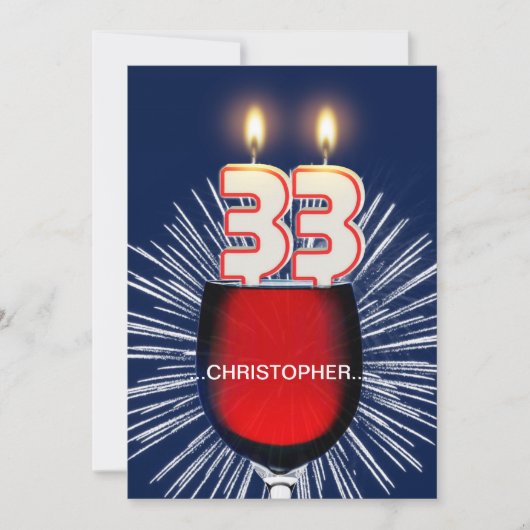 Ajouter un nom, 33e fête d'anniversaire Invitation (Devant)