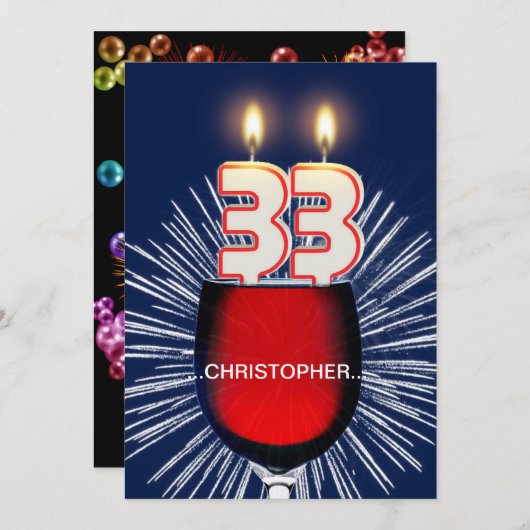 Ajouter un nom, 33e fête d'anniversaire Invitation (Devant / Derrière)