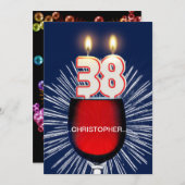 Ajouter un nom, 38e fête d'anniversaire Invitation (Devant / Derrière)