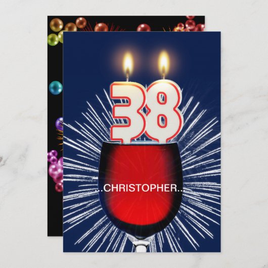 Ajouter un nom, 38e fête d'anniversaire Invitation (Devant / Derrière)