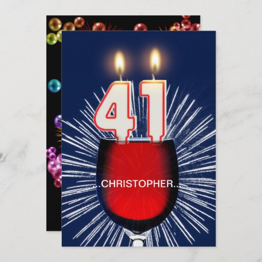 Ajouter un nom, 41e fête d'anniversaire Invitation (Devant / Derrière)