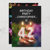 Ajouter un nom, 42e fête d'anniversaire Invitation (Devant / Derrière)
