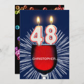 Ajouter un nom, 48e fête d'anniversaire Invitation (Devant / Derrière)