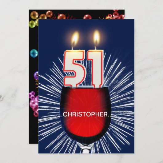 Ajouter un nom, 51e fête d'anniversaire Invitation (Devant / Derrière)