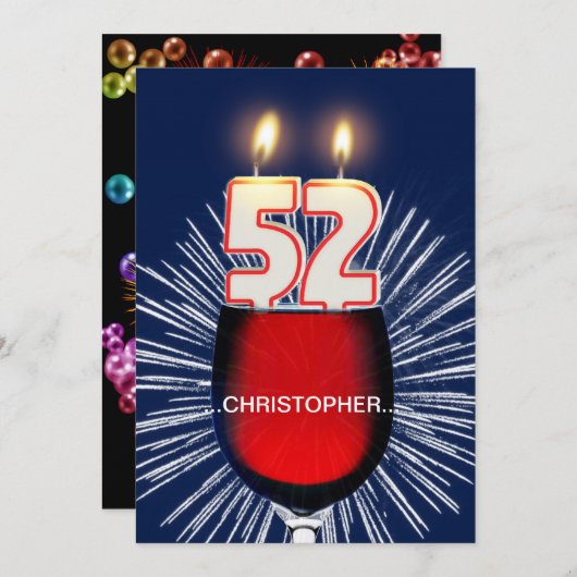 Ajouter un nom, 52e fête d'anniversaire Invitation (Devant / Derrière)