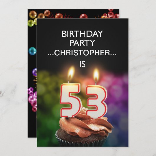 Ajouter un nom, 53e fête d'anniversaire Invitation (Devant / Derrière)
