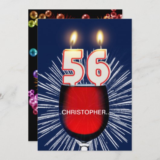 Ajouter un nom, 56e fête d'anniversaire Invitation (Devant / Derrière)