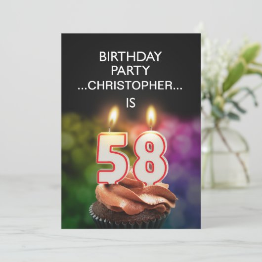 Ajouter un nom, 58e fête d'anniversaire Invitation (Debout devant)