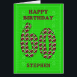 Ajouter Un Nom 60th Birthday Footballs<br><div class="desc">Ajoutez un nom pour faire une carte de 60ème anniversaire pour un fan de football. Les numéros sont remplis de balles,  tandis que l'arrière - plan est un terrain de football.</div>