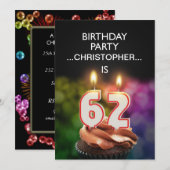 Ajouter un nom, 62e fête d'anniversaire Invitation (Devant / Derrière)