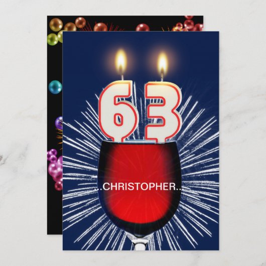 Ajouter un nom, 63e fête d'anniversaire Invitation (Devant / Derrière)