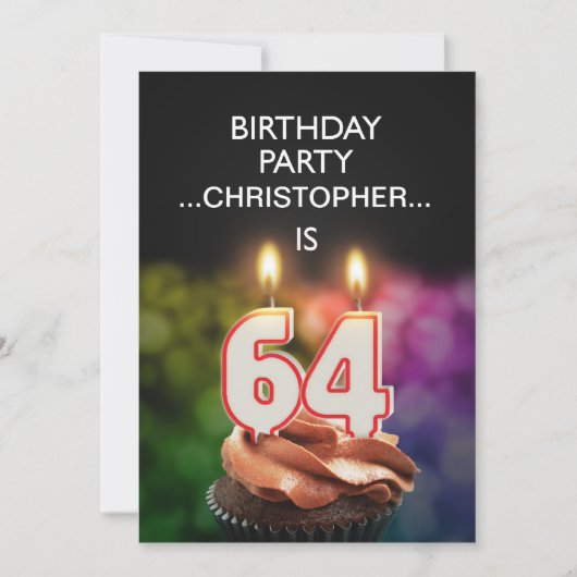 Ajouter un nom, 64e fête d'anniversaire Invitation (Devant)