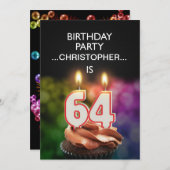 Ajouter un nom, 64e fête d'anniversaire Invitation (Devant / Derrière)