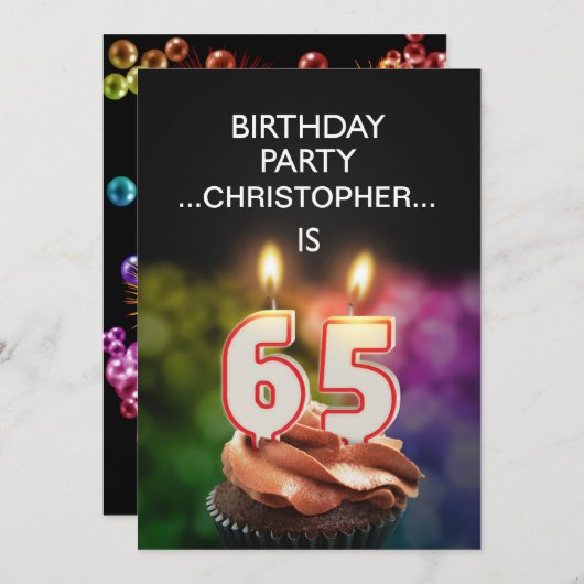 Ajouter un nom, 65e fête d'anniversaire Invitation (Devant / Derrière)