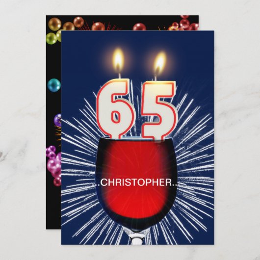 Ajouter un nom, 65e fête d'anniversaire Invitation (Devant / Derrière)