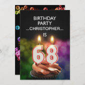 Ajouter un nom, 68e fête d'anniversaire Invitation (Devant / Derrière)