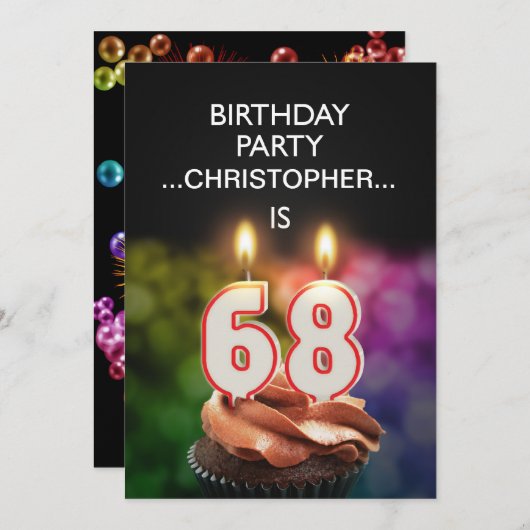 Ajouter un nom, 68e fête d'anniversaire Invitation (Devant / Derrière)