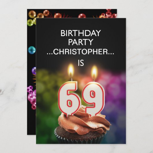 Ajouter un nom, 69e fête d'anniversaire Invitation (Devant / Derrière)