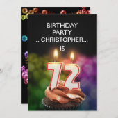 Ajouter un nom, 72e fête d'anniversaire Invitation (Devant / Derrière)