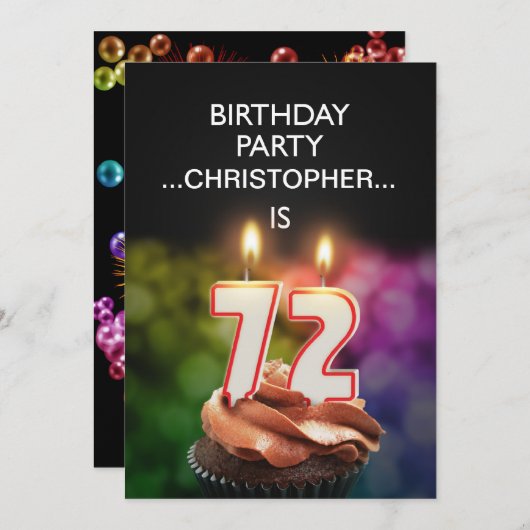 Ajouter un nom, 72e fête d'anniversaire Invitation (Devant / Derrière)