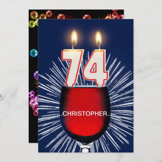 Ajouter un nom, 74e fête d'anniversaire Invitation (Devant / Derrière)