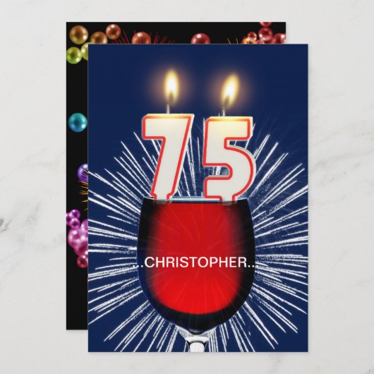 Ajouter un nom, 75e fête d'anniversaire Invitation (Devant / Derrière)