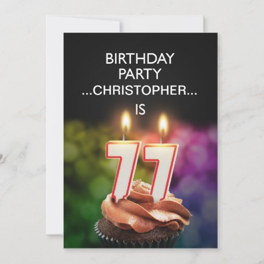 Ajouter un nom, 77th Birthday party Invitation (Devant)