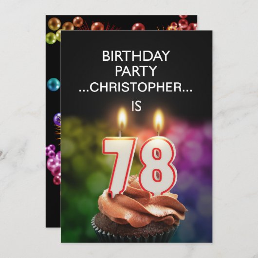 Ajouter un nom, 78e fête d'anniversaire Invitation (Devant / Derrière)