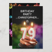 Ajouter un nom, 79e fête d'anniversaire Invitation (Devant / Derrière)