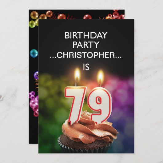 Ajouter un nom, 79e fête d'anniversaire Invitation (Devant / Derrière)