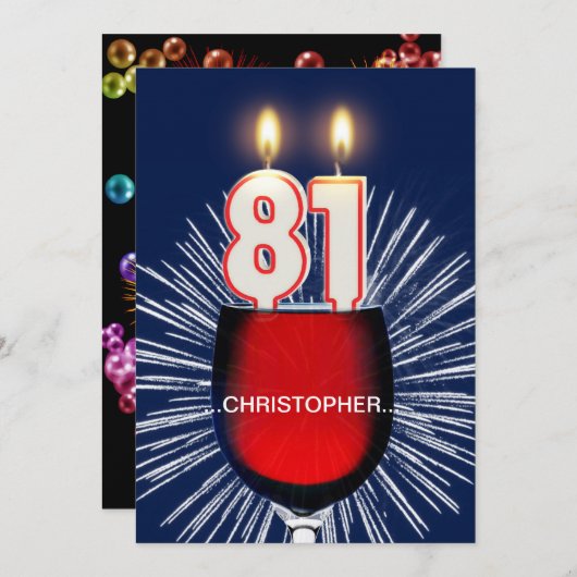 Ajouter un nom, 81e fête d'anniversaire Invitation (Devant / Derrière)