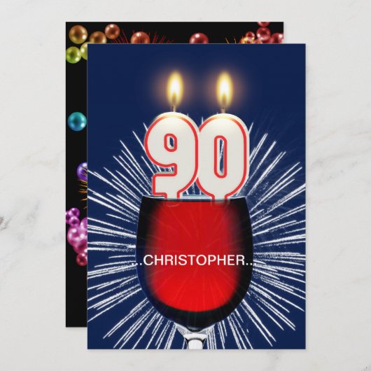 Ajouter un nom, 90e fête d'anniversaire Invitation (Devant / Derrière)