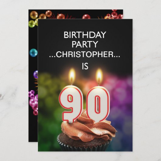 Ajouter un nom, 90e fête d'anniversaire invitation (Devant / Derrière)