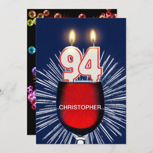 Ajouter un nom, 94e fête d'anniversaire Invitation (Devant / Derrière)