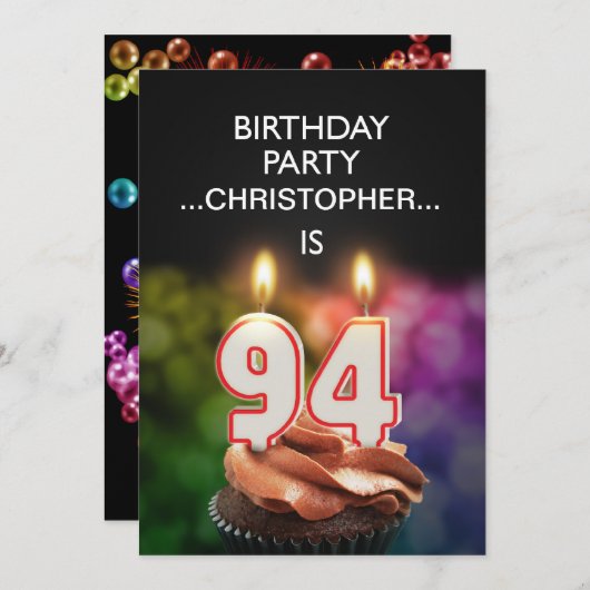 Ajouter un nom, 94th Birthday party Invitation (Devant / Derrière)