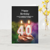 Ajouter un nom, carte de 40e anniversaire (Fleur jaune)