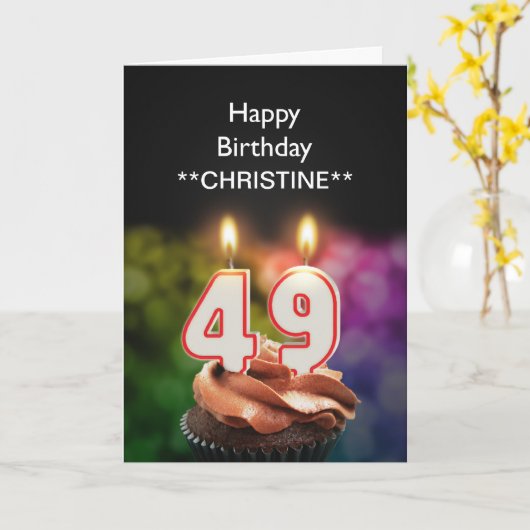 Ajouter un nom, carte de 49e anniversaire (Fleur jaune)