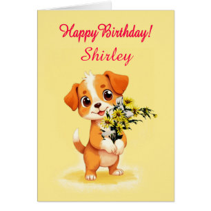 Ajouter Un Nom Chiot et Fleurs Anniversaires