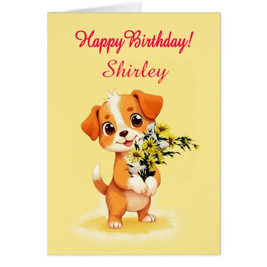 Ajouter Un Nom Chiot et Fleurs Anniversaires (Devant)