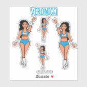 Ajouter un nom Danseur Autocollants Bleu clair / O (Feuille)