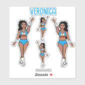 Ajouter un nom Danseur Autocollants Bleu clair / O (Feuille)