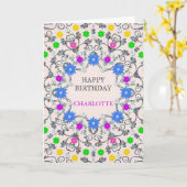 Ajouter un nom Fleurs Abstraites Carte d'anniversa (Fleur jaune)