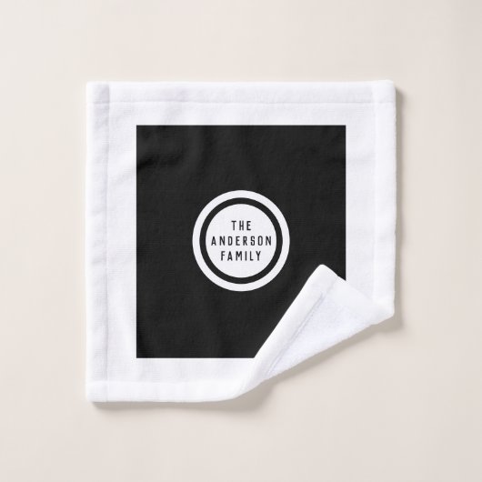 Ajouter un nom Jeu de serviettes de bain noir et b (Gant de toilette)