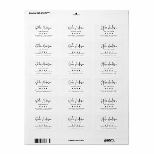 Ajouter un nom Script moderne Étiquette de médias (Feuille entière)