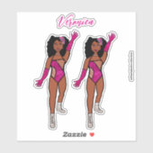 Ajouter un nom Sticker Dancer Fuchsia & Diamonds A (Feuille)